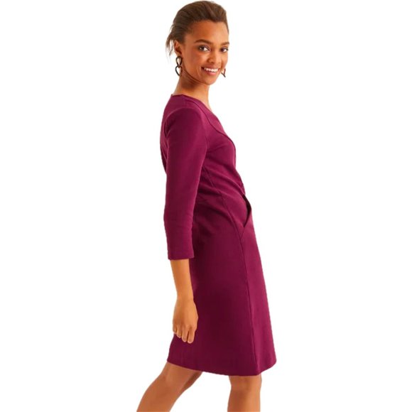 Boden | Bronte Ottoman Ribbed Jersey Dress in Ruby Ring - Picture 2 of 8
